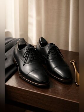 Classic Black Cap-Toe Oxford Dress Shoes for Men